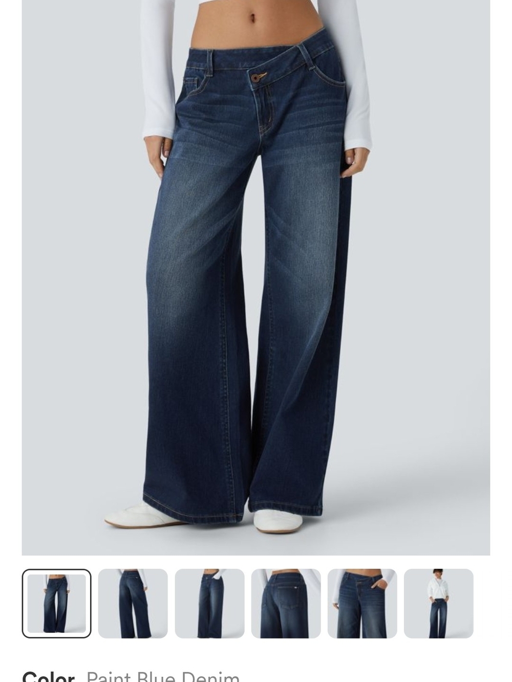 Halara Flex Denim, Wide-Leg, Low Rise Jeans in Paint Blue Color - Picture 8 of 8